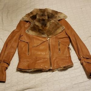 Andrew Marc Leather with Rabbit Fur